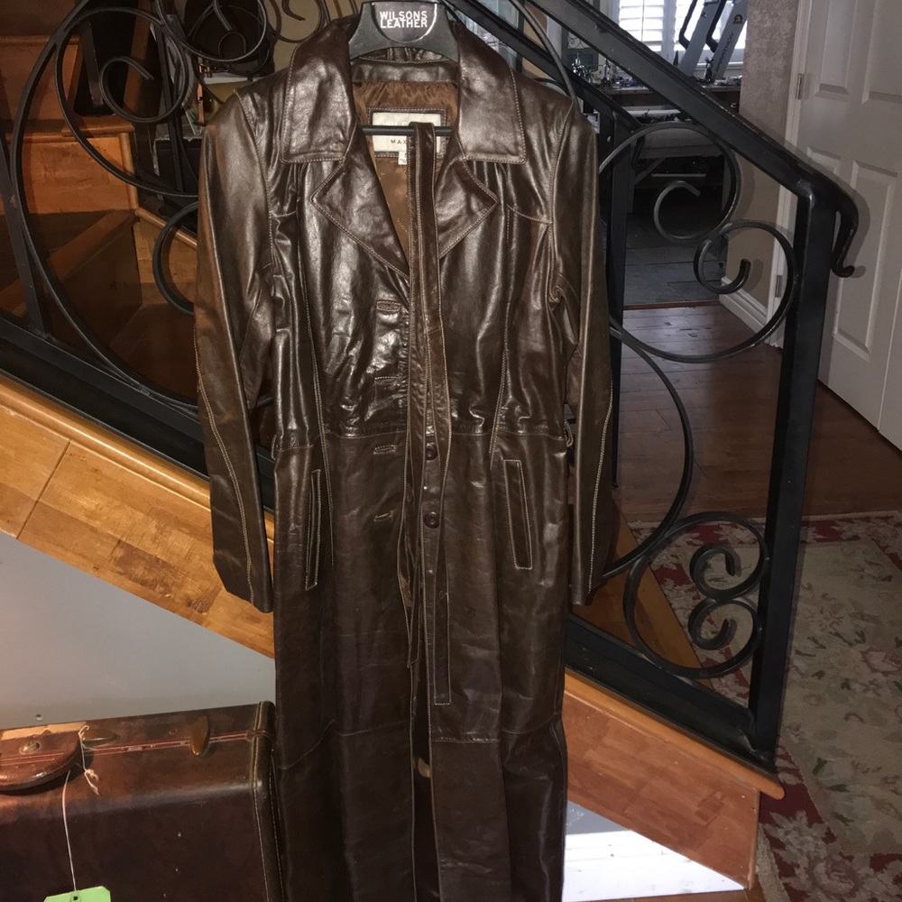 Real leather wilson trench coat